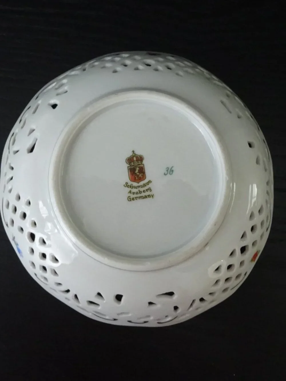 Vintage Schumann Arzberg Germany Reticulated Floral Porcelain Candy Dish 5